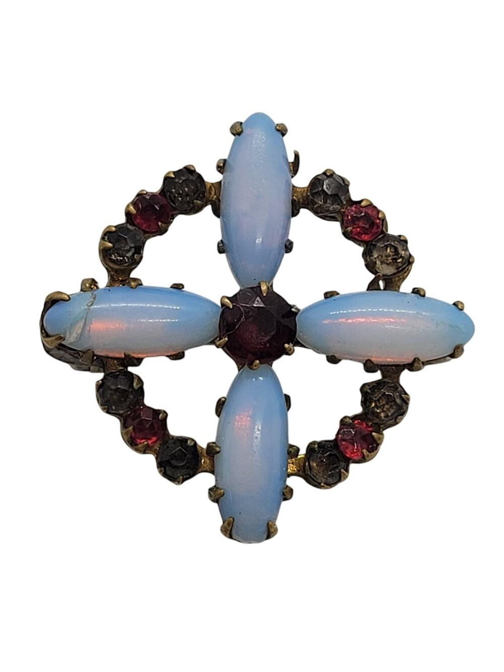 Antique Victorian 9KT Gold Opal Cross Brooch Heirloom Estate Jewelry Coquette
